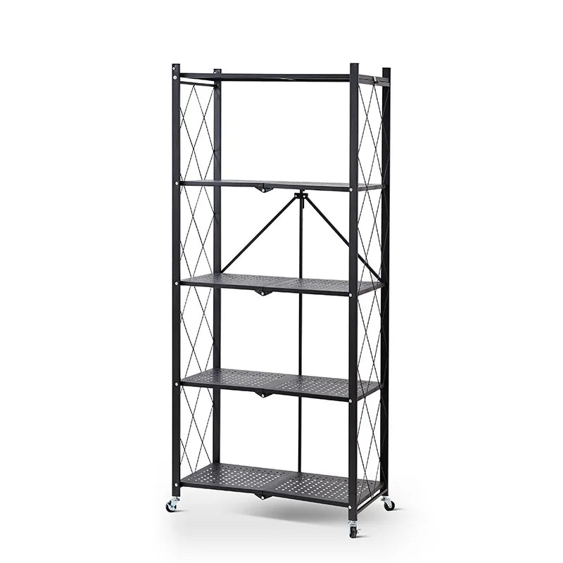 Kitchen Installation-free Folding Rack Floor-to-ceiling Multi-layer Hole Board Household Microwave Oven Pot Oven Storage Rack