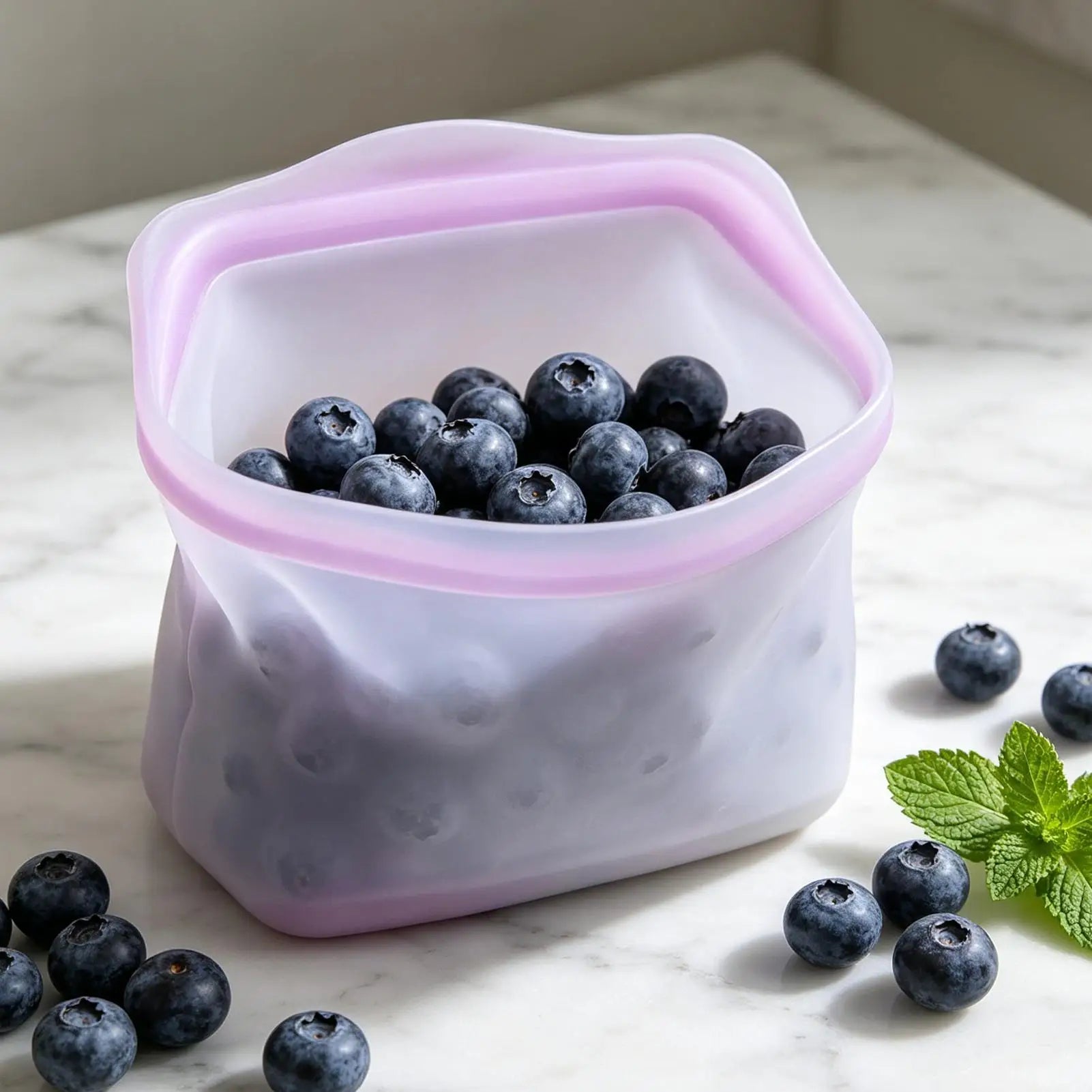 Silicone Food Storage Bags Leakproof Airtight Seal Stand Up Reusable Silicone Bags for Home Office Kitchen Fruit Vegetable Snack Main image