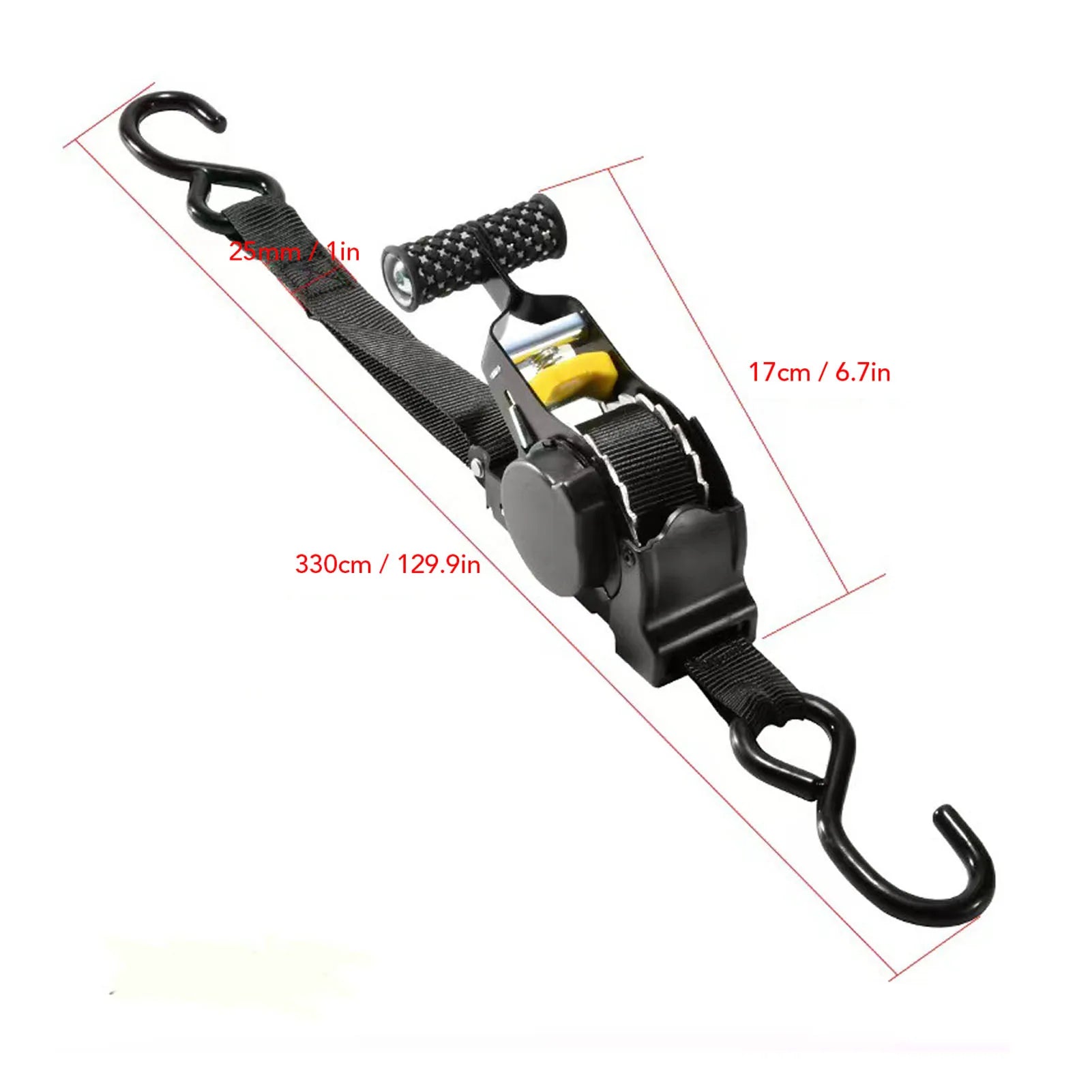 Retractable Ratchet Strap with Padded Handle 1 Inch 10 Feet Auto Retraction Tie Down Strap