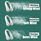 Fan Long Battery Neck Portable No Bladeless Hanging Neck Rechargeable Air Cooler 3 Speed Mini Summer Sport Fan 1200mAh