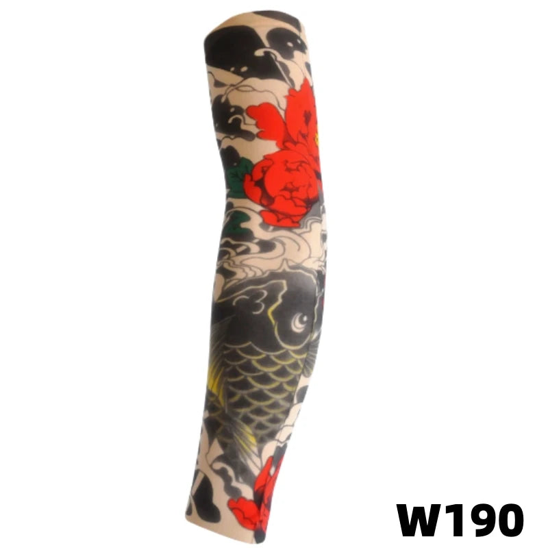 1 tattoo covered sleeve, flower arm sleeve, tattoo for men and women, summer outdoor cycling, driving, sun protection, arm sleev