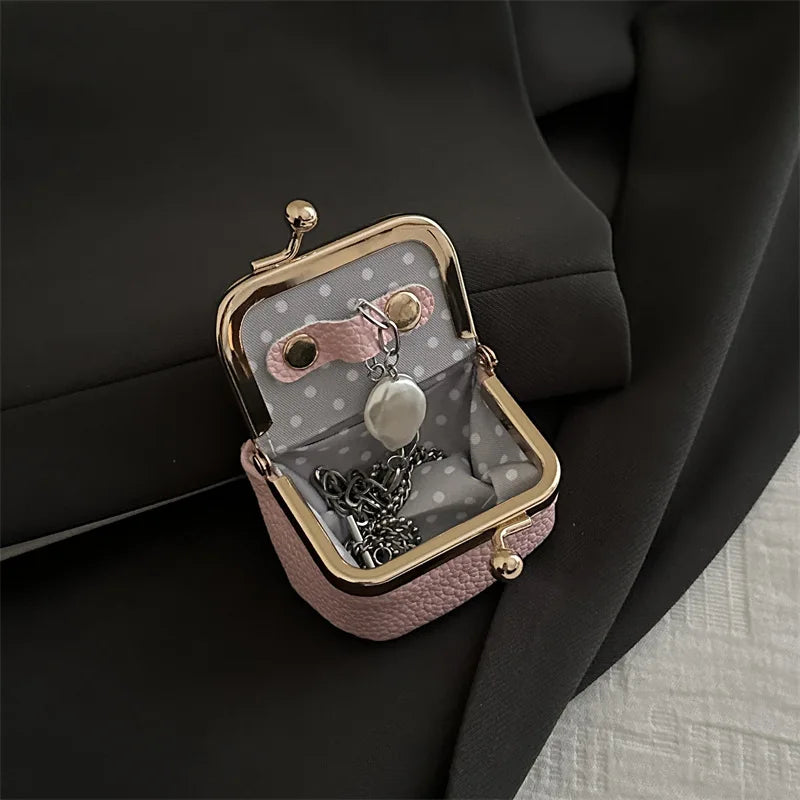 Mini Litchi Grain Coin Purse, Portable Storage Pouch for Earphones & Jewelry, Small Women's Coin Bag