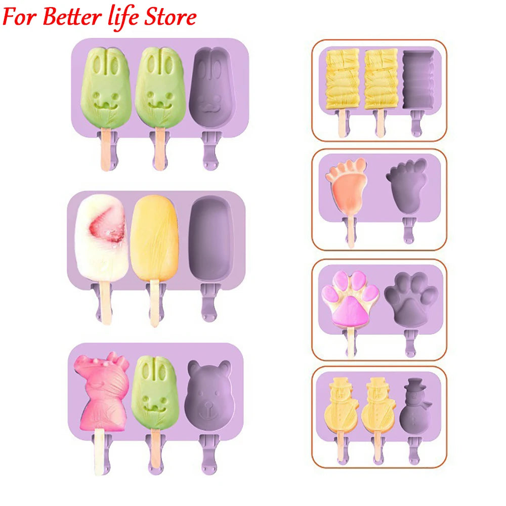 Silicone Ice Cream Mold Popsicle Molds with Lid DIY Homemade Ice Lolly Mold Ice Cream Popsicle Ice Pop Maker Mould Main image