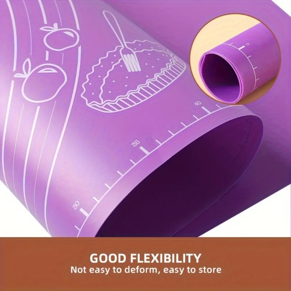 Food gradePlasticRolling Mat with Measuring Tool Non slip Kneading Mat, Easy To Clean Non stick Baking Mat ReusableBakingUtensil