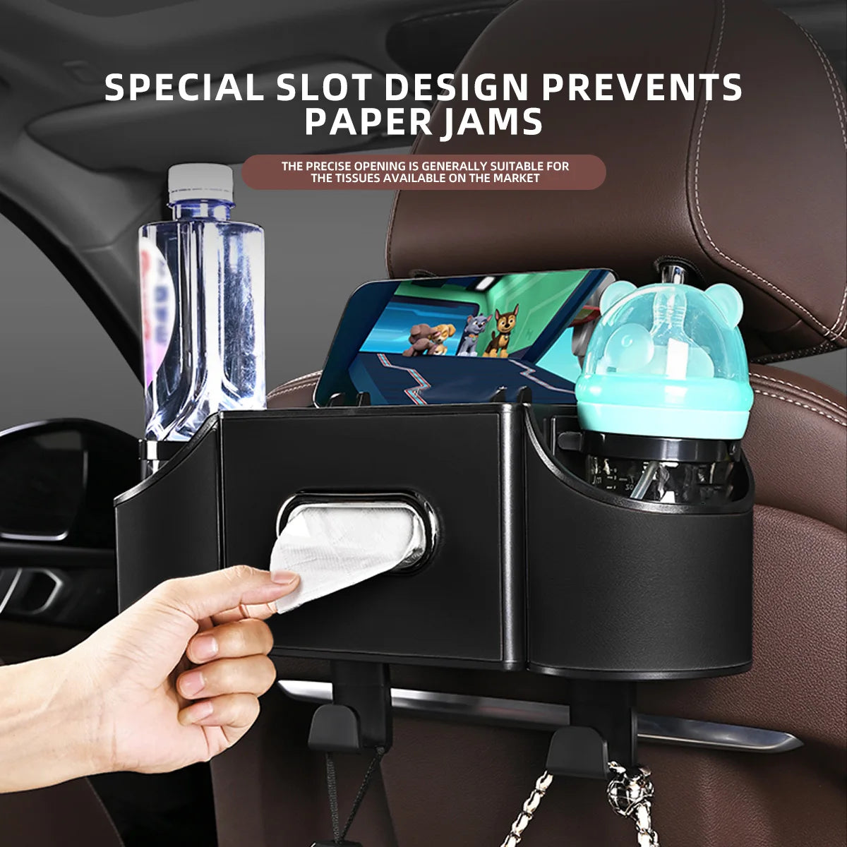 Multifunctional Car Seat Back Storage Hanging Box Interior Tissue Box Cup Holder Backseat Organizer With Hook Automobile Parts