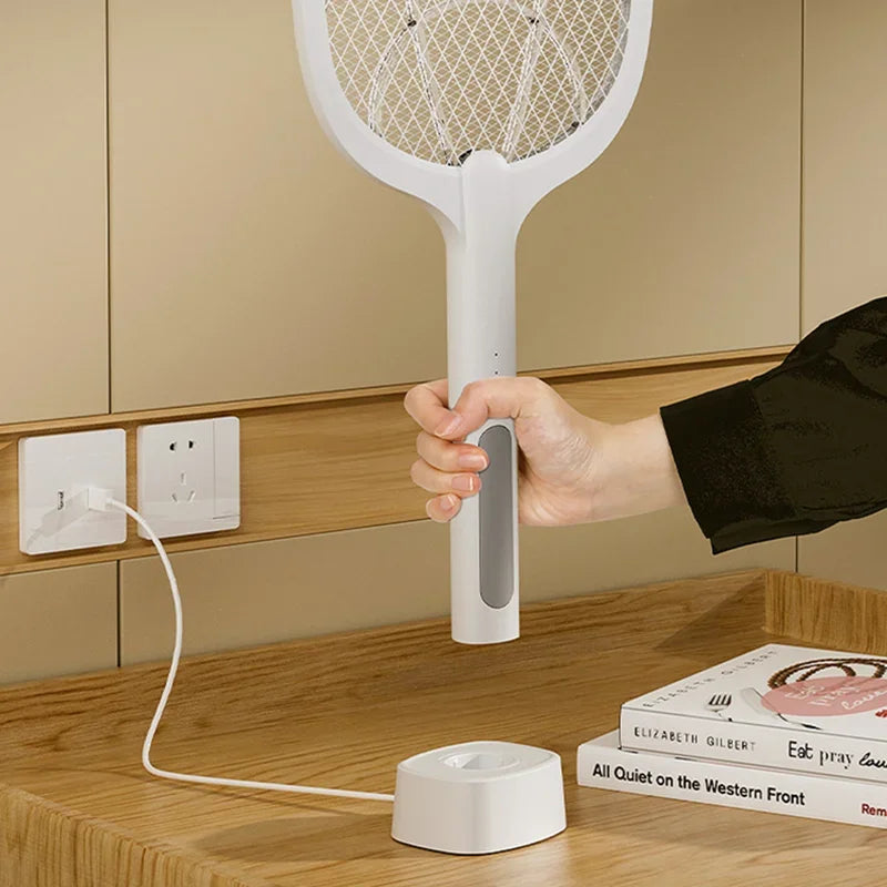Mosquito Killer Lamp USB Rechargeable Electric Mosquito Net Fly Swatter with UV Light Base Charge Protect Baby in Summer