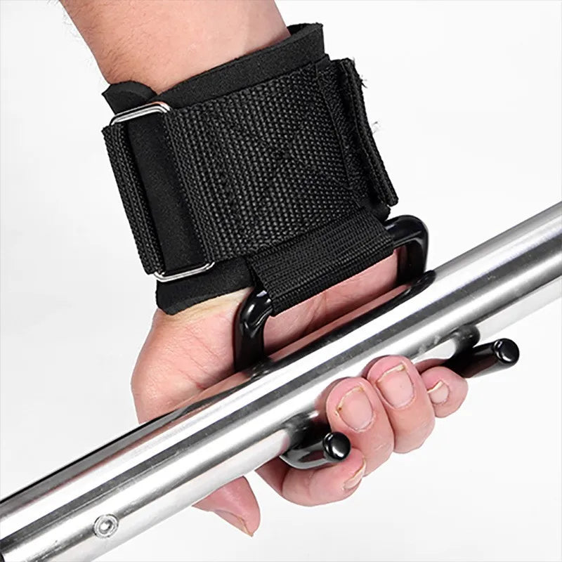 1PairWeight Lifting Hook Grips With Wrist Wraps Hand-Bar Wrist Strap Gym Fitness Hook Weight Strap Pull-Ups Power Lifting Glove Secondary image