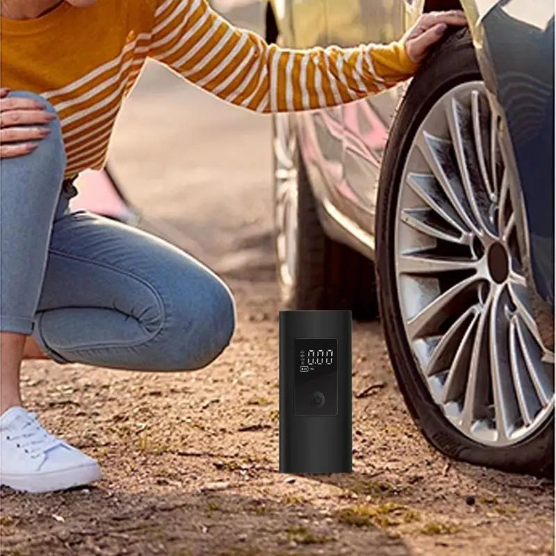 Car Tire Inflator Wireless Rechargeable Tire Inflator Portable Air Compressor With 3 Nozzles Digital Display Motorcycle Air Pump