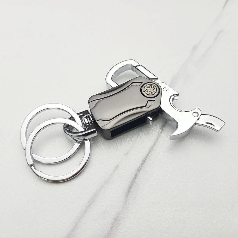 Metal Keychain Fidget Spinner Bottle Opener 4-in-1 Car Key Holder with Phone Stand Alloy EDC Key Ring Portable Gadget Tool Gift