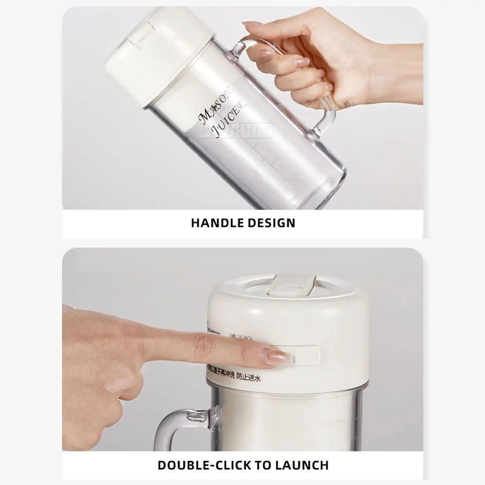MJ2 Portable Juicer Cup 500ml Personal Size Handheld Fruit Vegetable Juicer for Fitness And Outdoor