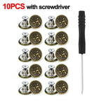 10Pcs Metal Jeans Buttons 17mm Replacement No-Sewing Screw Button Repair Kit Nailless Removable Jean Buckles Clothing Pants Pins