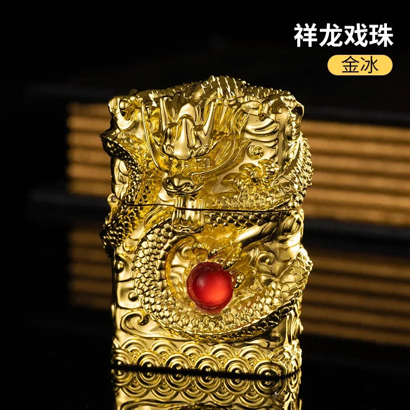 Dragon Lighter Grinding Wheel Flint Smoking Accessories Threedimensional Relief Retro Torch Men Gift Cigarette Lighters