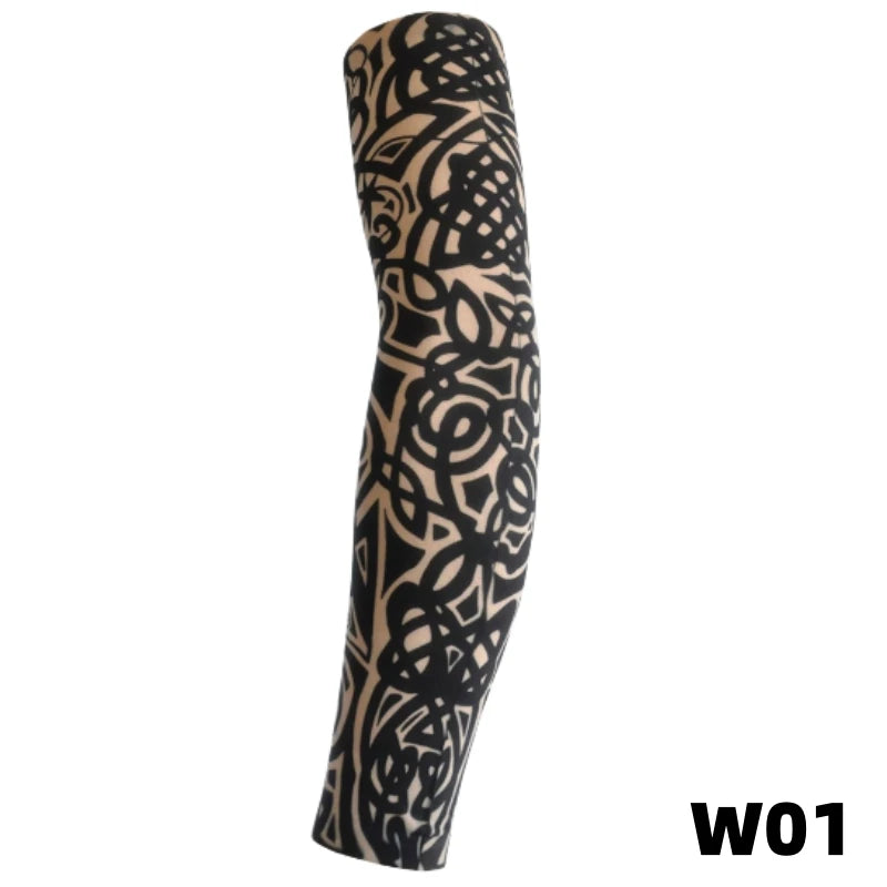 1 tattoo covered sleeve, flower arm sleeve, tattoo for men and women, summer outdoor cycling, driving, sun protection, arm sleev