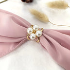 4-Piece Elegant Rose Gold Faux Pearl Scarf Clip Set - Versatile Metal Square Knot and Ring Clasp Clips, Secure Fastening