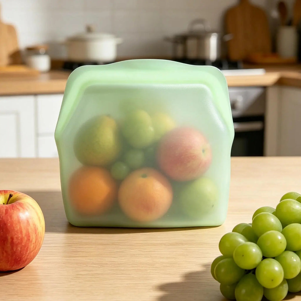 Silicone Food Storage Bags Leakproof Airtight Seal Stand Up Reusable Silicone Bags for Home Office Kitchen Fruit Vegetable Snack