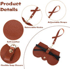 2Pcs PU Leather Sunglasses Bag Pouch Slim Portable Soft Glasses Case Holder With Button Clip Wrist Strap Eyewear Bags
