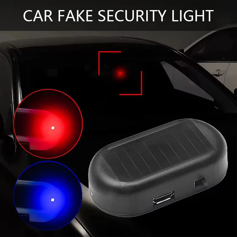 1/2Pcs Car Fake Security Light Solar Powered Simulated Dummy Alarm Wireless Warning Lamp LED Flashing Anti Theft Caution Lamp Main image