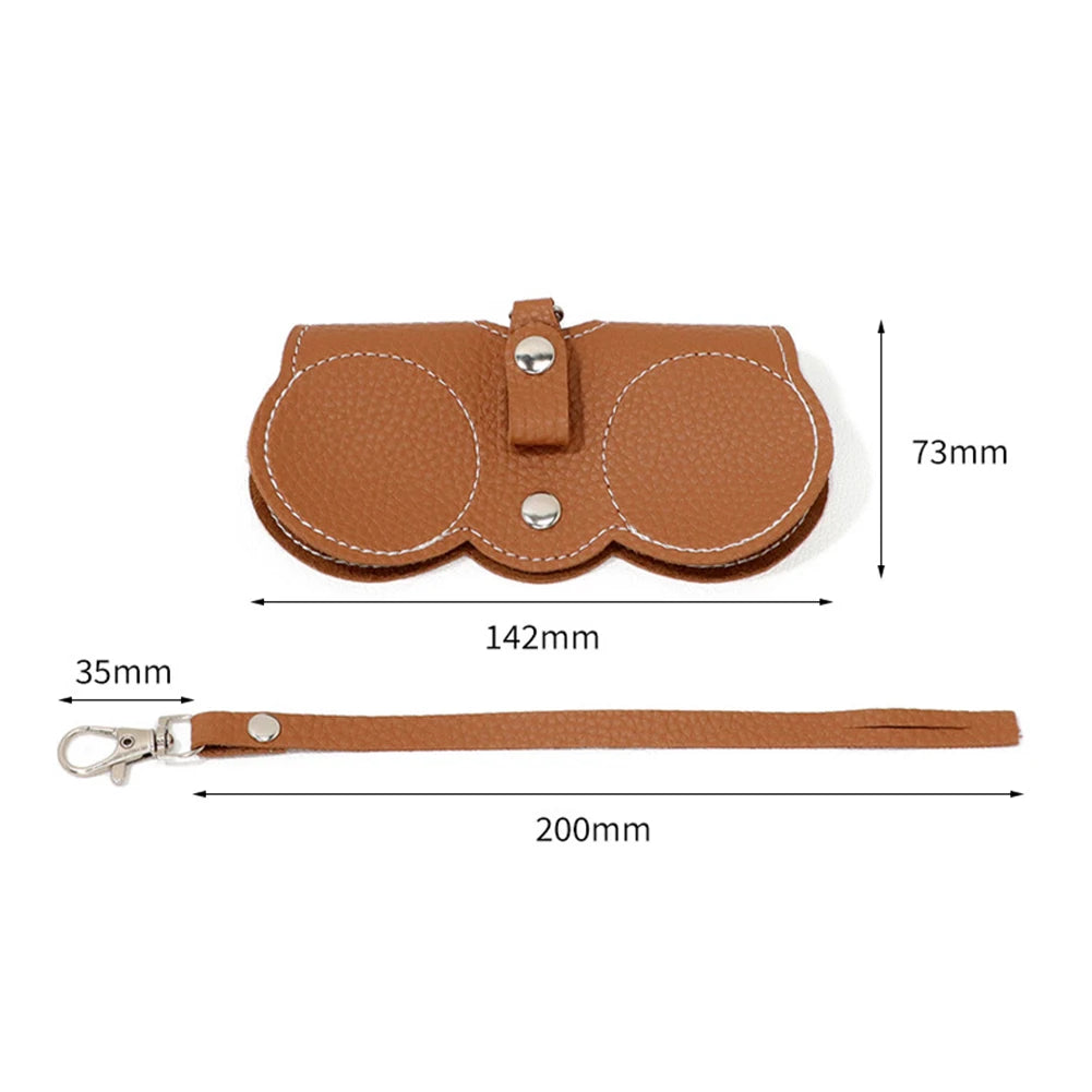 2Pcs PU Leather Sunglasses Bag Pouch Slim Portable Soft Glasses Case Holder With Button Clip Wrist Strap Eyewear Bags