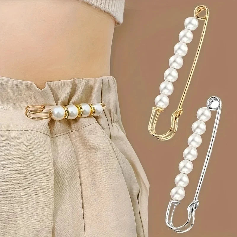 2pcs Brooch Anti-exposure Waistband Fixing Buckle Anti-pearl Safety Pin Multifunction Brooches for Women Waist Buckle