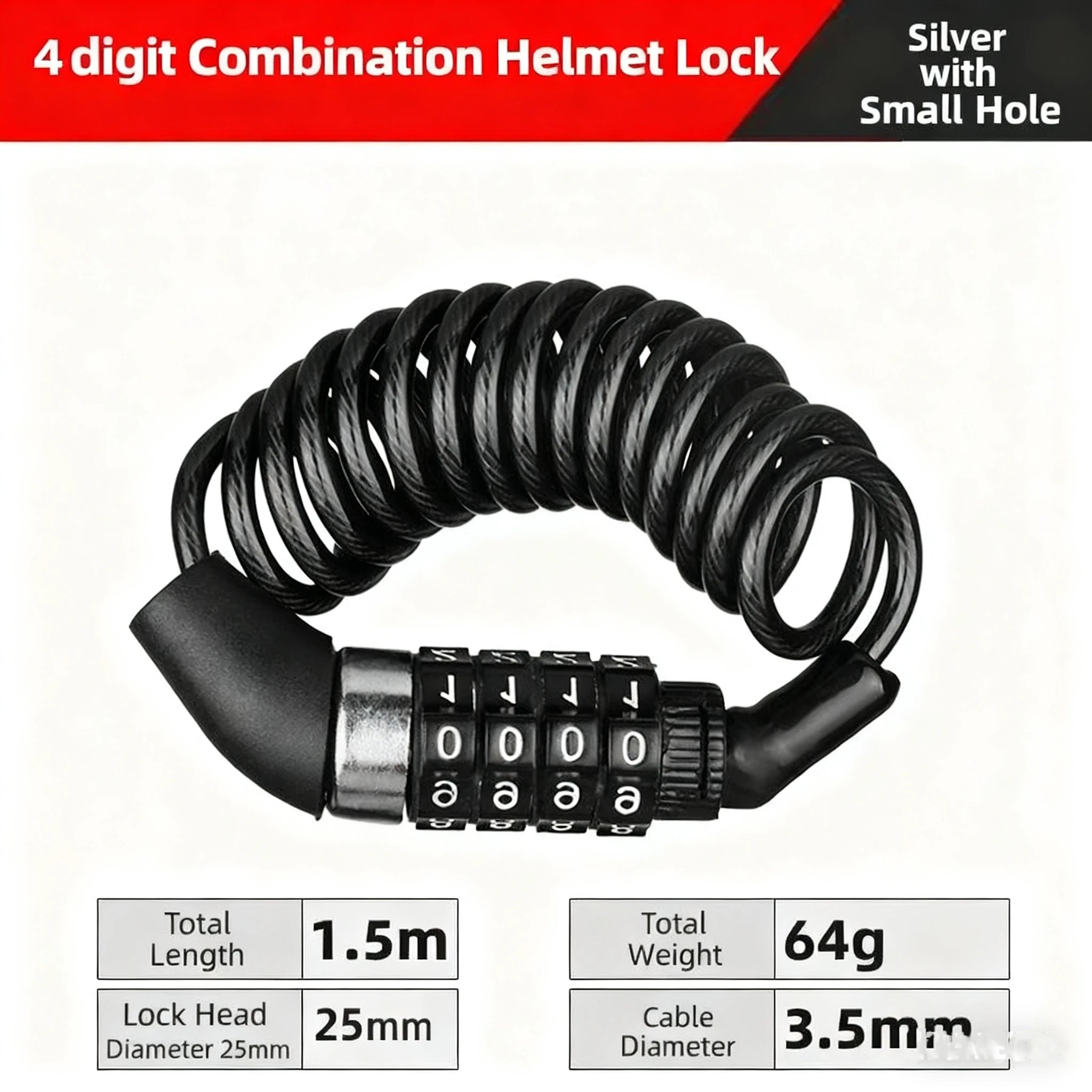 Anti-Theft 4-Digit Combination Lock Steel Cable Chain Bicycle Security Accessory with Password Protection Bike Safety